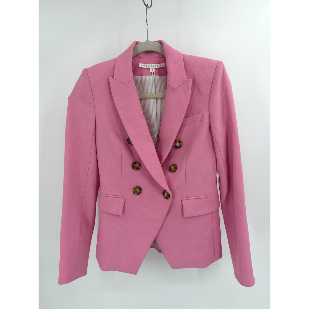 Veronica Beard Miller Dickey Jacket Pink Double Breasted Blazer Size 2